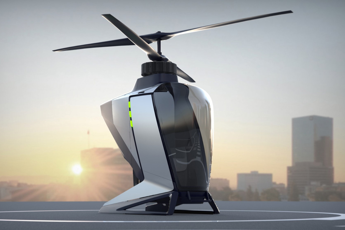 FlyNow Aviation one passenger all-electric concept design helicopter FlyNow Aviation one passenger all-electric concept design helicopter
